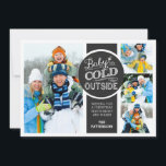 Baby's Cold Outside Holiday 4 Foto Flat Card Feiertagskarte<br><div class="desc">Zeigen Sie das Jahr Ihrer schönen Familie in diesem hübschen Design, das Platz für 3 kleine Fotos und 1 großes Foto bietet. Spaß und trendige Typografie in Schwarz und Weiß hat das Aussehen von Kalkboard. Das Hotel liegt sehr zentral und ist sehr ruhig. Das Zimmer war sehr sauber und das...</div>
