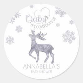 Baby's Cold Outside Nordic Rentier Baby Shower Runder Aufkleber