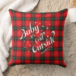 Baby's Cold Outside Red Kariert Holiday Modern Kissen