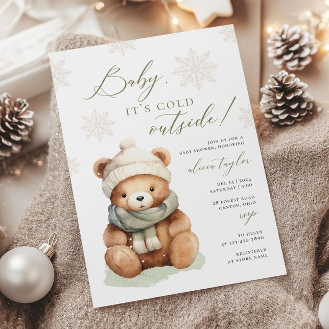 Baby's Cold Outside Sage Baby Dusche Einladung (Von Creator hochgeladen)