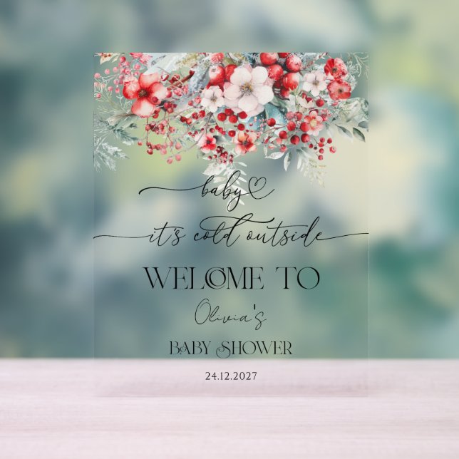 Baby's Cold Outside Winter Baby Dusche Willkommen Acrylschild (Neutral)