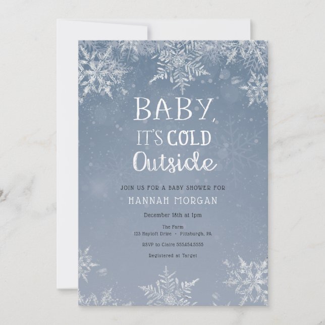 Baby's Cold Winter Snowflake Baby Shower Einladung (Vorderseite)