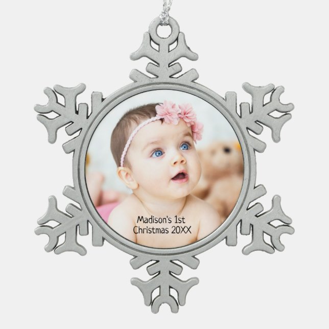 Baby's Custom First Christmas Foto Ornament (Vorderseite)