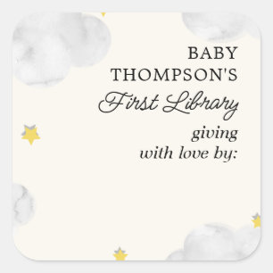 Babys erste Bibliothek Buchzeichen neutrale Wolken Quadratischer Aufkleber