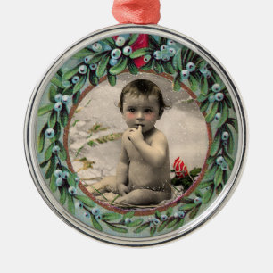 BABYS ERSTE CHRISTMAS-FOTOVORLAGE SILBERNES ORNAMENT