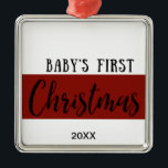 BABYS ERSTE CHRISTMAS-ORNAMENT ORNAMENT AUS METALL<br><div class="desc">Dieses BABY'S ERSTE CHRISTMAS ORNAMENT mit dem Datum ist ein großartiges Geschenk für Weihnachten und hat die Worte BABYS ERSTEN CHRISTMAS in einem schönen Farbdesign.</div>