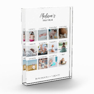 Babys erste Jahr Foto Collage Geburtsstunde