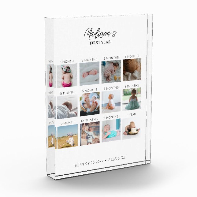 Babys erste Jahr Foto Collage Geburtsstunde (Links)