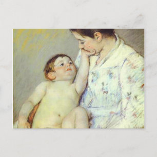 Baby's erste Liebkosung. c. 1890, Mary Cassatt Postkarte