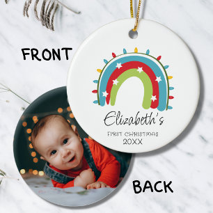Babys erste Niedliche Rainbow-Weihnachtsleuchten Keramik Ornament