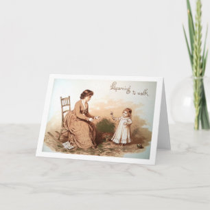 Babys erste Schritte Vintage Karte