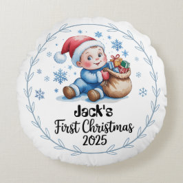 Babys Erste Weihnachten 2025 Runde Kissen - bestel