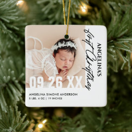 Babys erste Weihnachten 2-Foto Name & Geburtsdetai Keramikornament