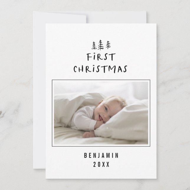Babys erste Weihnachten elegant gezeichnet Baum-Fo (Vorderseite)