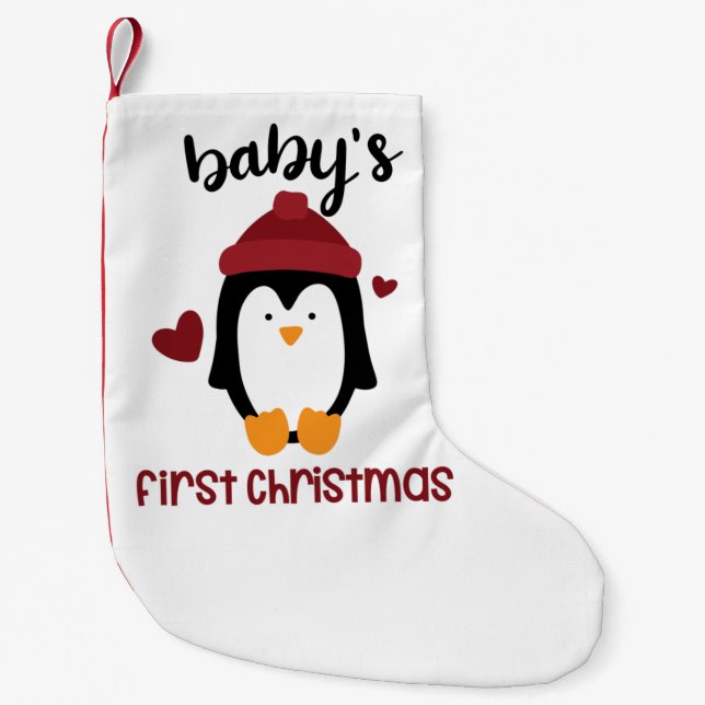 Babys Erste Weihnachten frohe Weihnachten Penguin  Kleiner Weihnachtsstrumpf (Vorderseite)