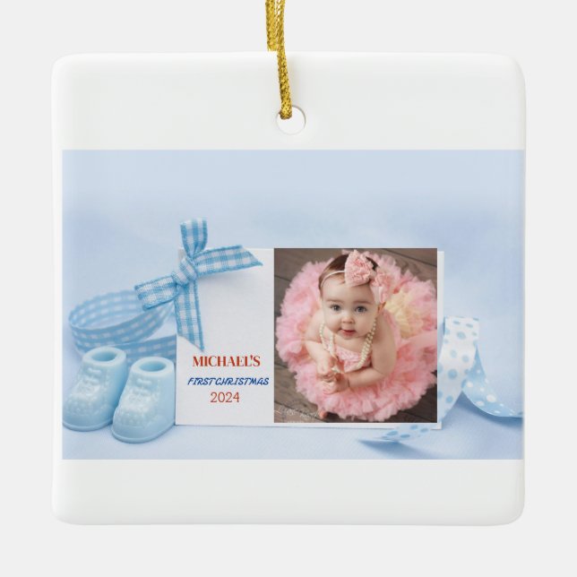 Babys erste Weihnachten Keramikornament (Vorderseite)