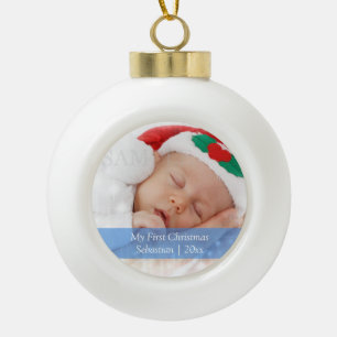 Babys Erste Weihnachten Personalisierte Fotovorlag Keramik Kugel-Ornament