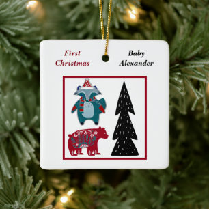 Babys Erste Weihnachten Personalisierte Nordische  Keramikornament
