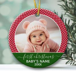 Babys Erste Weihnachten - Red Polka Dots Keramik Ornament