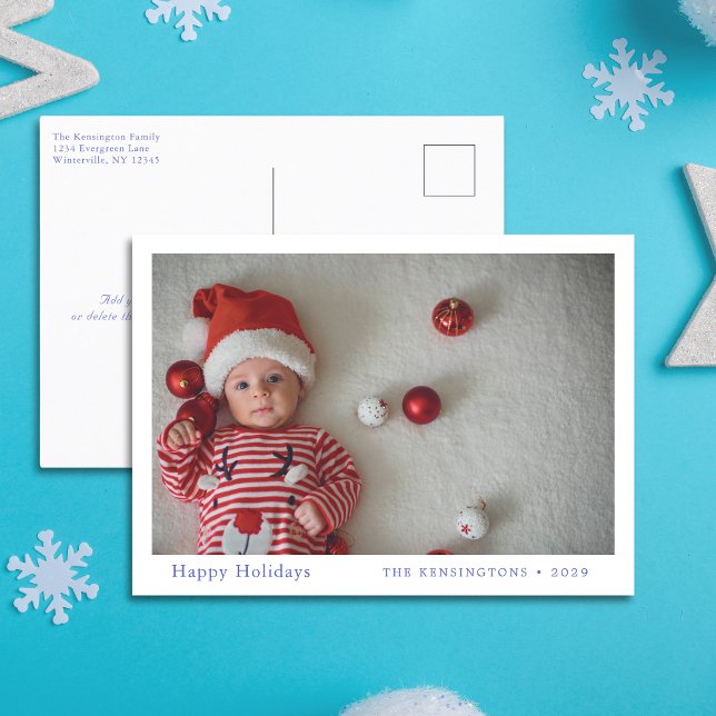 Babys erste Weihnachts-Foto-Postkarte Feiertagspostkarte (Baby’s First Christmas Custom Photo Postcard)