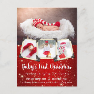 Babys erste Weihnachts-Instagram-Fotos Starry Red Feiertagspostkarte