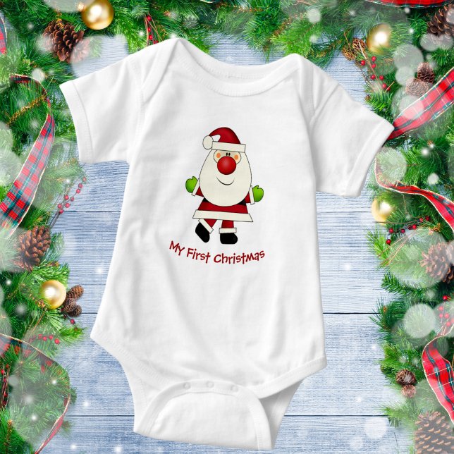 Babys erste Weihnachts-Rote Nase Santa Baby Strampler (Von Creator hochgeladen)