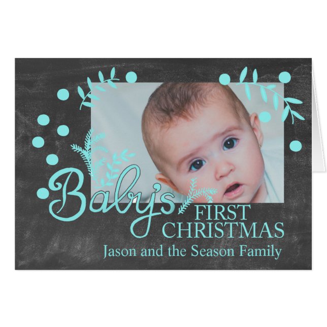 Babys erste Weihnachtsfeier-Fotokarte (Vorderseite (Horizontal))