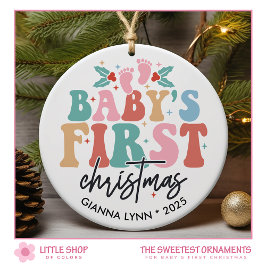 Babys Erste Weihnachtsfeier Maßgeschneidertes Foto Keramik Ornament