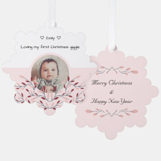 Babys erste Weihnachtsfeier Rosa Ornament Karte