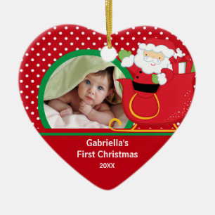 Babys erste WeihnachtsFoto-Verzierung Sankt Keramikornament
