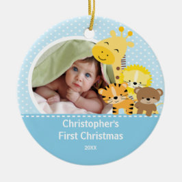 Babys erste WeihnachtsFoto-Verzierungs-Giraffe Keramikornament