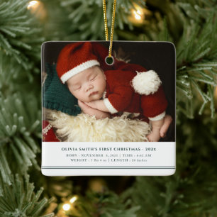 Babys Erste Weihnachtsgeburt Ankündigung Keramikornament