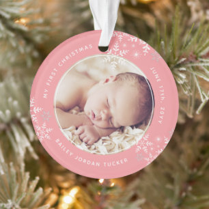 Baby's erste Weihnachtsschneeflocken Geburtsstatis Ornament