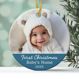 Babys Erste Weihnachtszeit - Foto Keramikornament