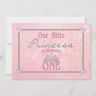 BABYS ERSTER GEBURTSTAG - PRINZESS-EINLADUNG - PIN EINLADUNG
