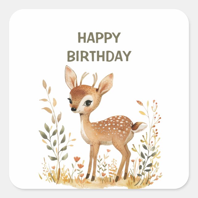 BABYS ERSTER GEBURTSTAG QUADRATISCHER AUFKLEBER (Vorderseite)