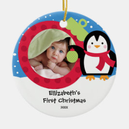 Babys erster WeihnachtsFoto-VerzierungPenguin Keramikornament