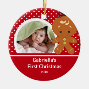 Babys erster WeihnachtsFoto-Verzierungs-Lebkuchen Keramik Ornament