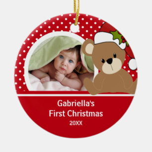 Babys erster WeihnachtsFoto-Verzierungteddy-Bär Keramik Ornament