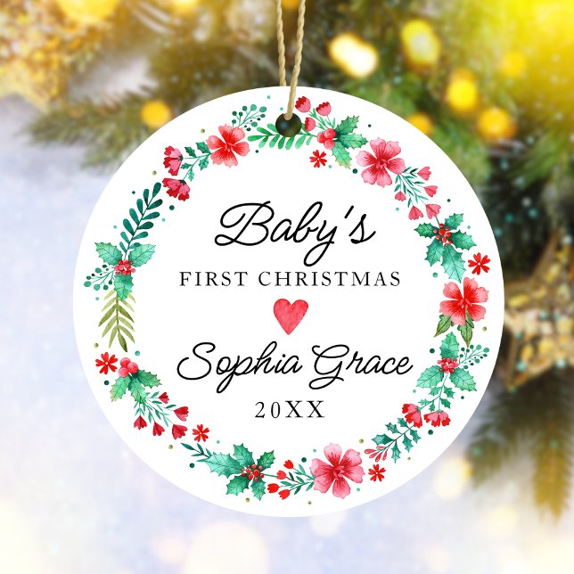 Babys Erster Weihnachtsschmuck Wasserfarbenkrez (Babys First Christmas Ornament Watercolor Wreath)
