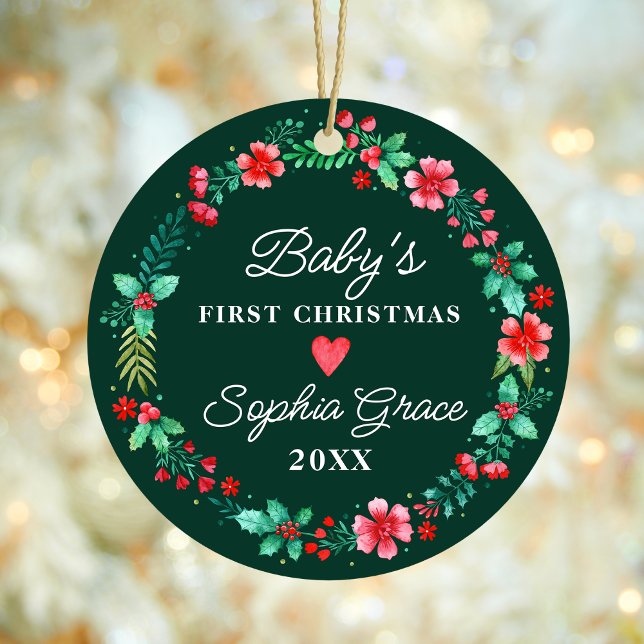 Babys Erster Weihnachtsschmuck Wasserfarbenkrez (Babys First Christmas Ornament Watercolor Wreath)