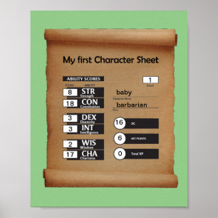 Babys erstes Character Sheet Poster - Custom