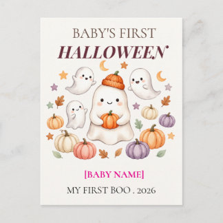 Baby's erstes Halloween 2026 Personalisiert Süß Einladungspostkarte