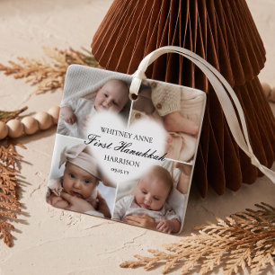Baby's erstes Hanukkah 4 Foto-Collage personalisie Keramikornament