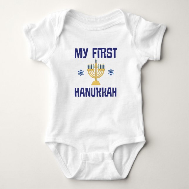 Babys erstes Hanukkah Festival der Lichter Menorah Baby Strampler (Vorderseite)