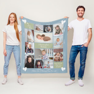 Baby's erstes Jahr 12 Foto-Collage Hearts Script Fleecedecke