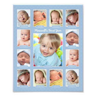 Babys erstes Jahr Blue Keepake Foto Collage