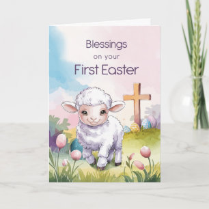 Baby's erstes Ostern religiöses Lamm Kreuz Christl Karte