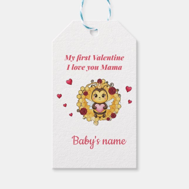 Baby's erstes Valentinstagsgeschenk Geschenkanhänger (Vorderseite)