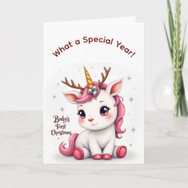 Baby's erstes Weihnachten 2025 Einhorn-Rentier Kar Karte